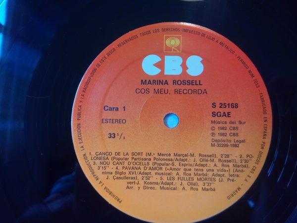 Marina Rossell: Cos Meu, Recorda | Catalan folk records | vinyl records Barcelona