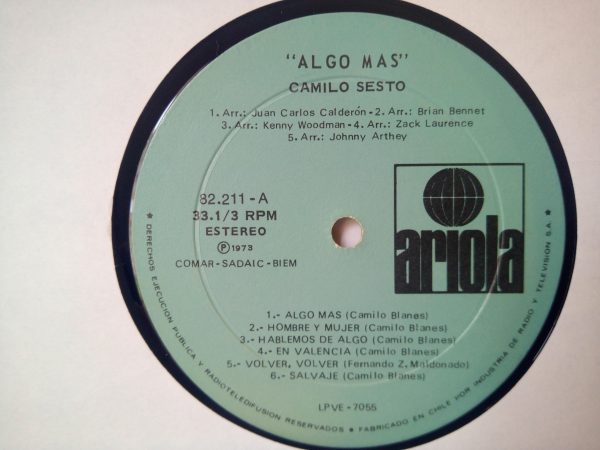 Camilo Sesto: Algo Más | latin pop records, Chilean edition vinyl records, @VINITROLA: