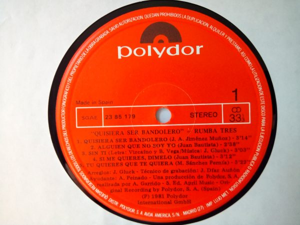 Rumba Tres: Quisiera Ser Bandolero | vinyl record Flamenco Barcelona | record store Barcelona | rumba flamenco record