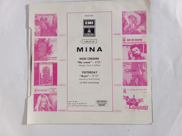 Mina: Non Credere, Mina, vinyl records of Mina, compra venta discos de vinilo Barcelona, dónde vender vinilos Barcelona, vinyl records italian pop, italian pop Barcelona, vinyl records Shop Barcelona